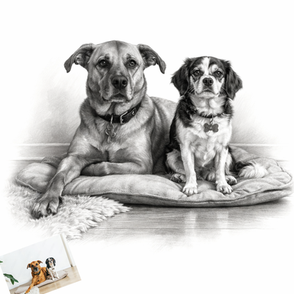 Personalised Pet Portrait Painting | Pencil portrait from photo | Digital