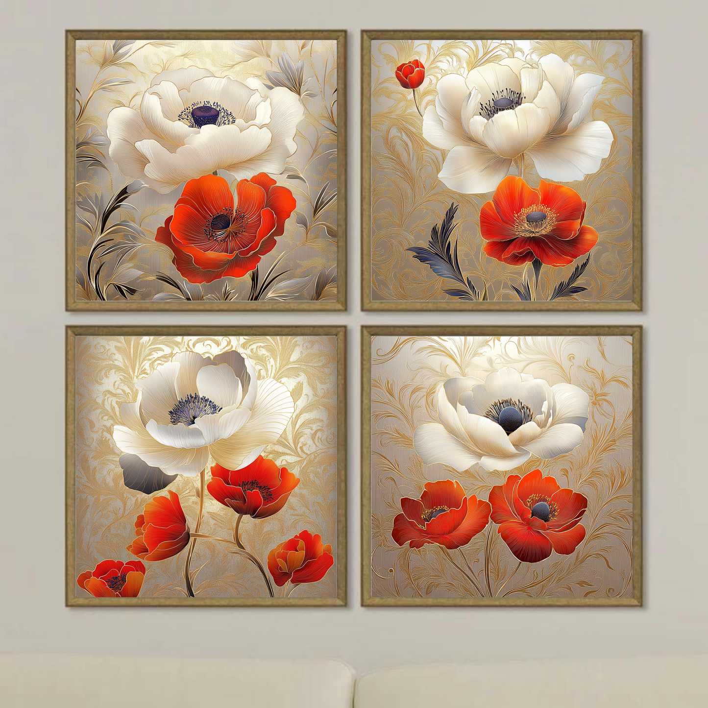 FLOWERS WALL ART SET NO 345