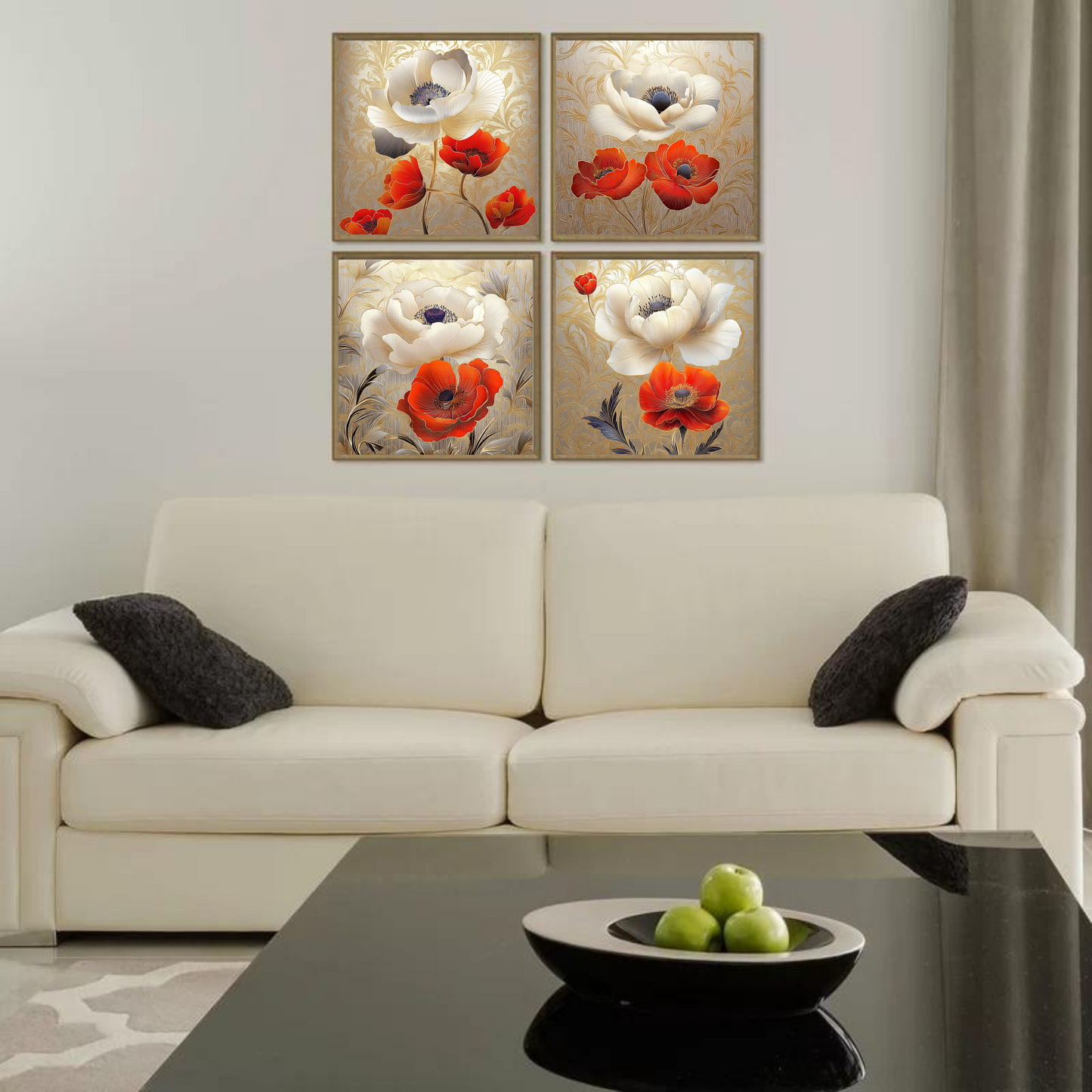 FLOWERS WALL ART SET NO 345