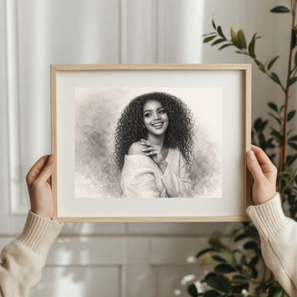 Custom Pencil Sketch Portrait from Photo, Family, Pet, People