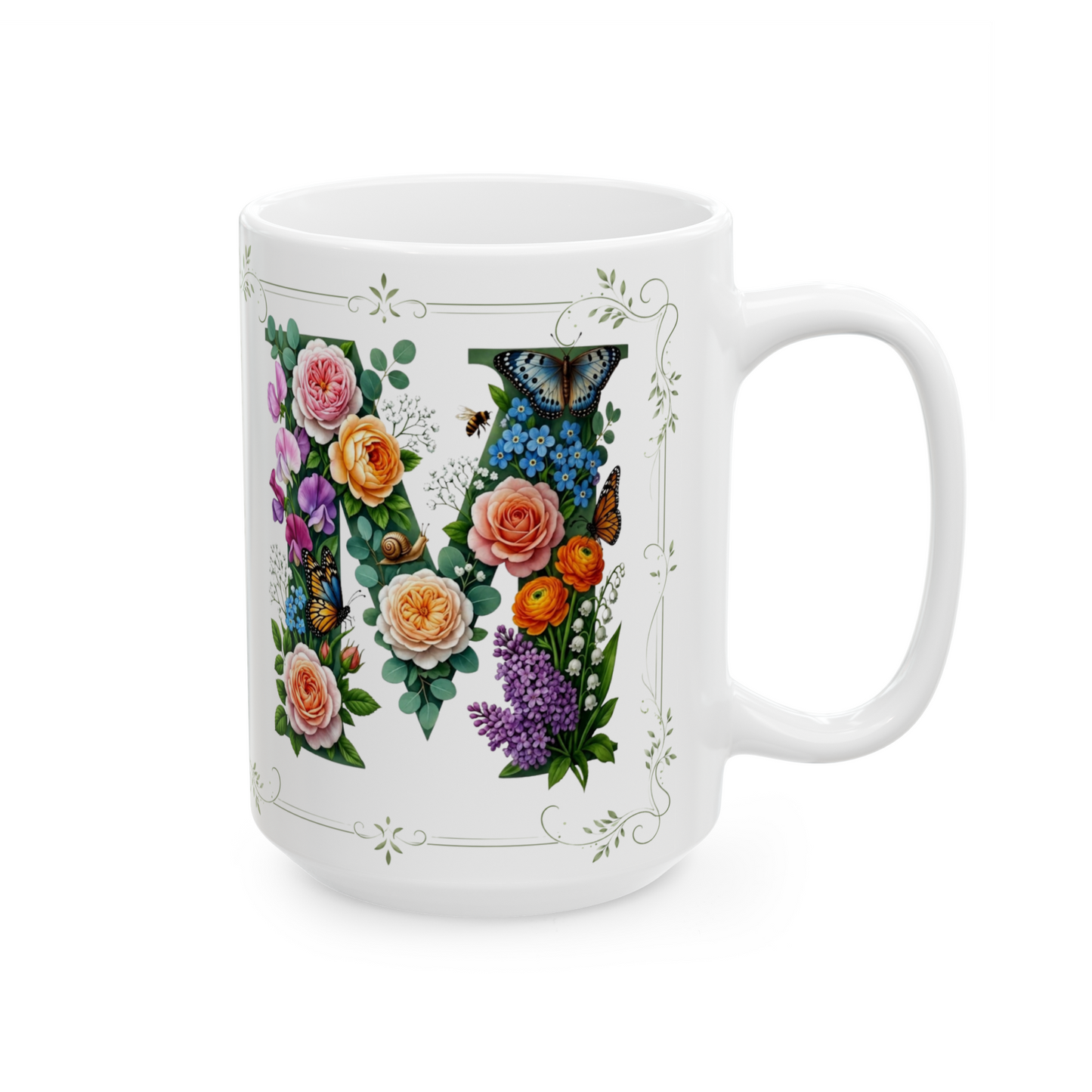 Floral Coffee Mug with Text