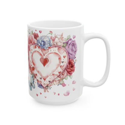 Blossom Heart Floral Coffee Mug – 15 oz Porcelian Gift Mug