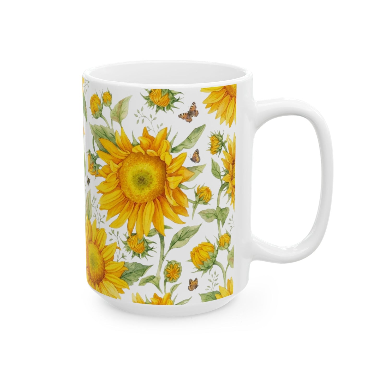 Case of 12 premium 15 oz Porcelain Sunflowers design mugs
