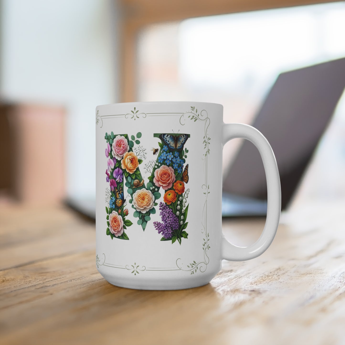 Floral Coffee Mug with Text