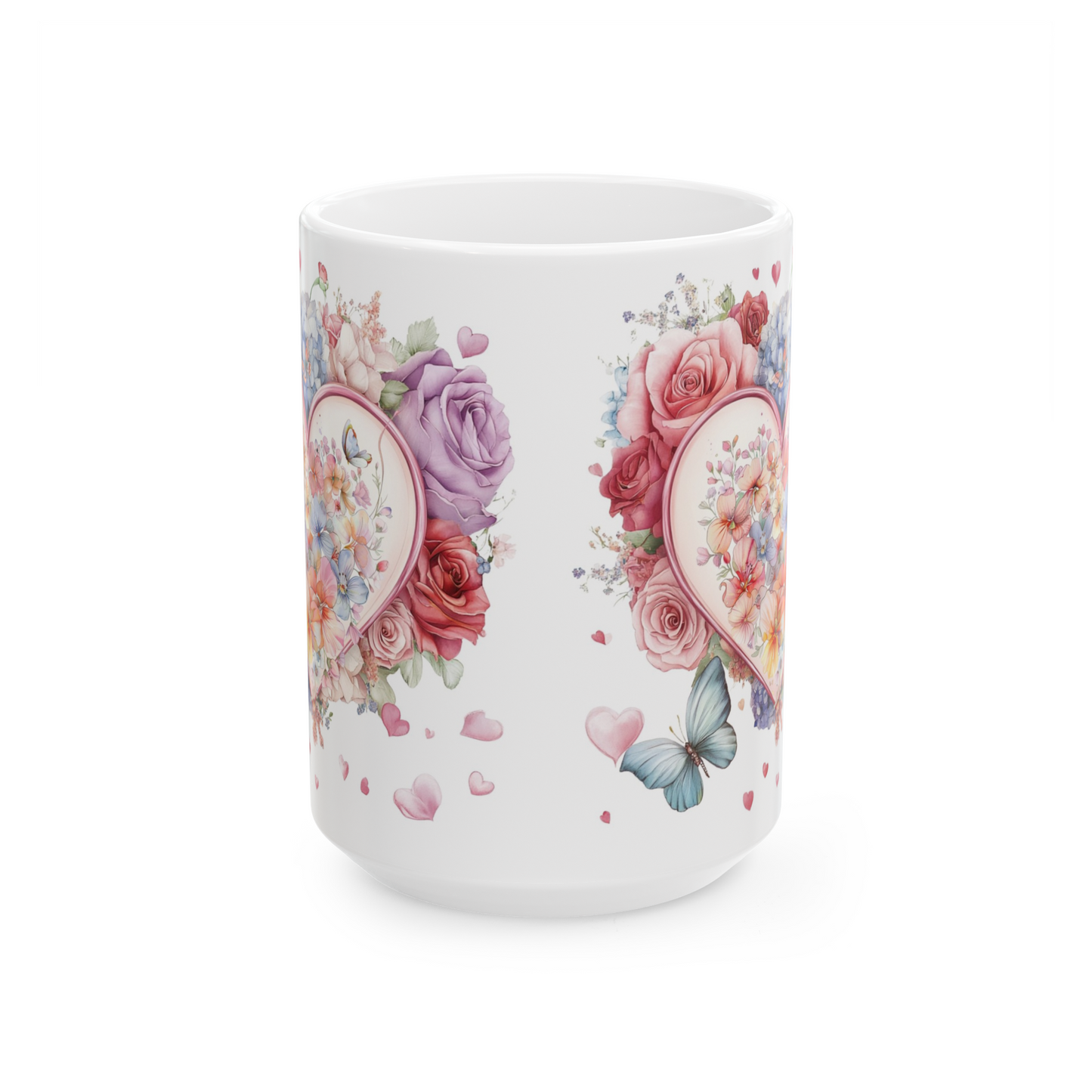 Floral Coffee Mug Heart With Flowers