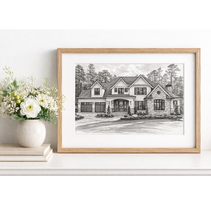 Home Portrait - Housewarming Gift, Home Painting, House Portrait, Realtor Closing Gift, New Home Gift Digital