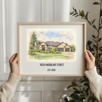 Custom Watercolor House Portrait