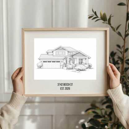 Home Portrait - Housewarming Gift, Home Painting, House Portrait, Realtor Closing Gift, New Home Gift Digital