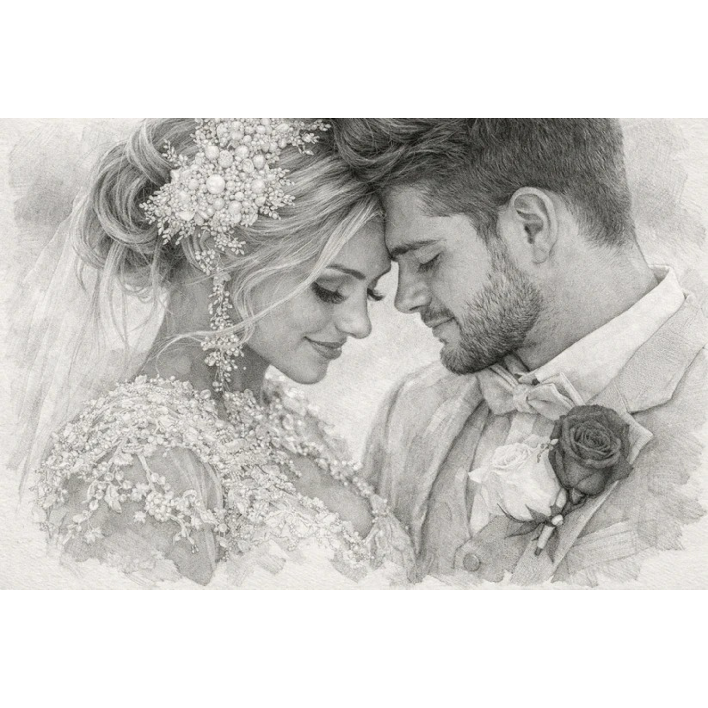 Digital - 100% OFF : Pencil Sketch Portrait from Photo, Family, Kids, Couple, Him, Her, Group