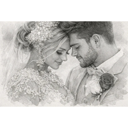 Digital - Pencil Sketch Portrait from Photo, Family, Kids, Couple, Him, Her, Group