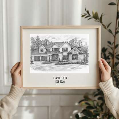 Home Portrait - Housewarming Gift, Home Painting, House Portrait, Realtor Closing Gift, New Home Gift Digital
