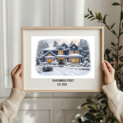 Custom Home Portrait, Home Painting, House Portrait