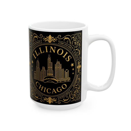 Gold Chicago skyline design black