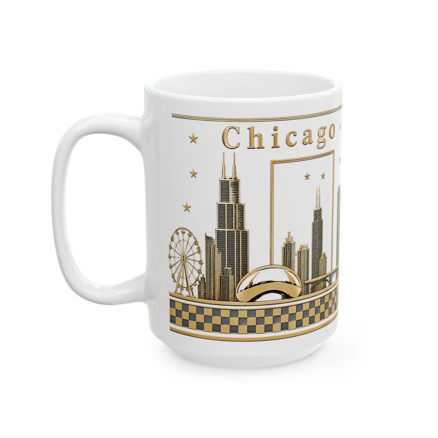 Case of 12 Premium Porcelain Coffee Mugs, Wholesale Chicago Mugs white