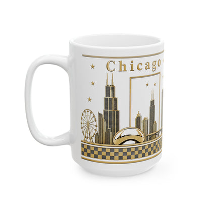Case of 12 Premium Porcelain Coffee Mugs, Wholesale Chicago Mugs white