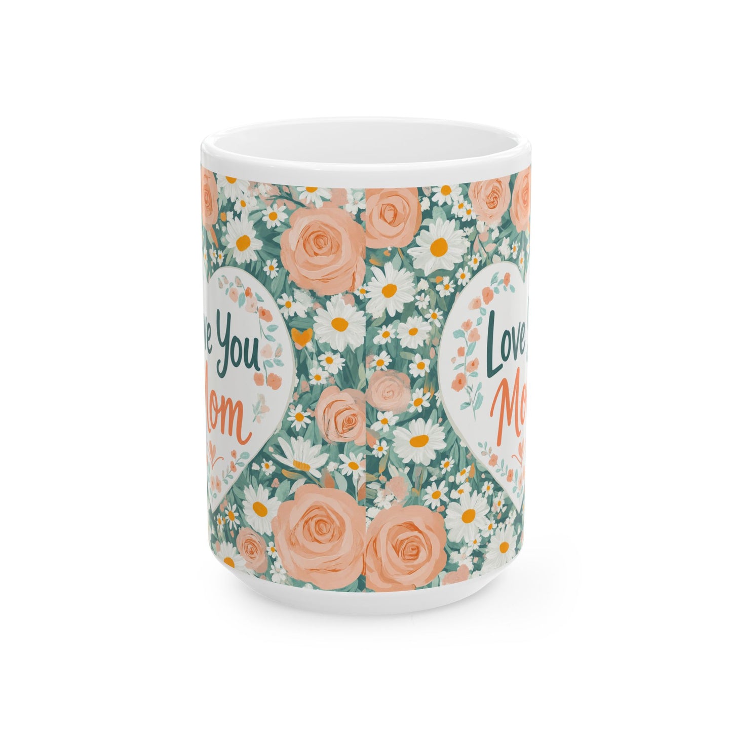 Wholesale Case of 12 – Love You Mom Floral Heart Coffee Mug #1 (15 oz)