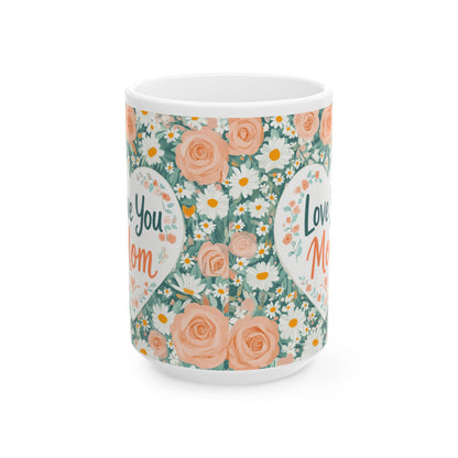 Wholesale Case of 12 – Love You Mom Floral Heart Coffee Mug #1 (15 oz)