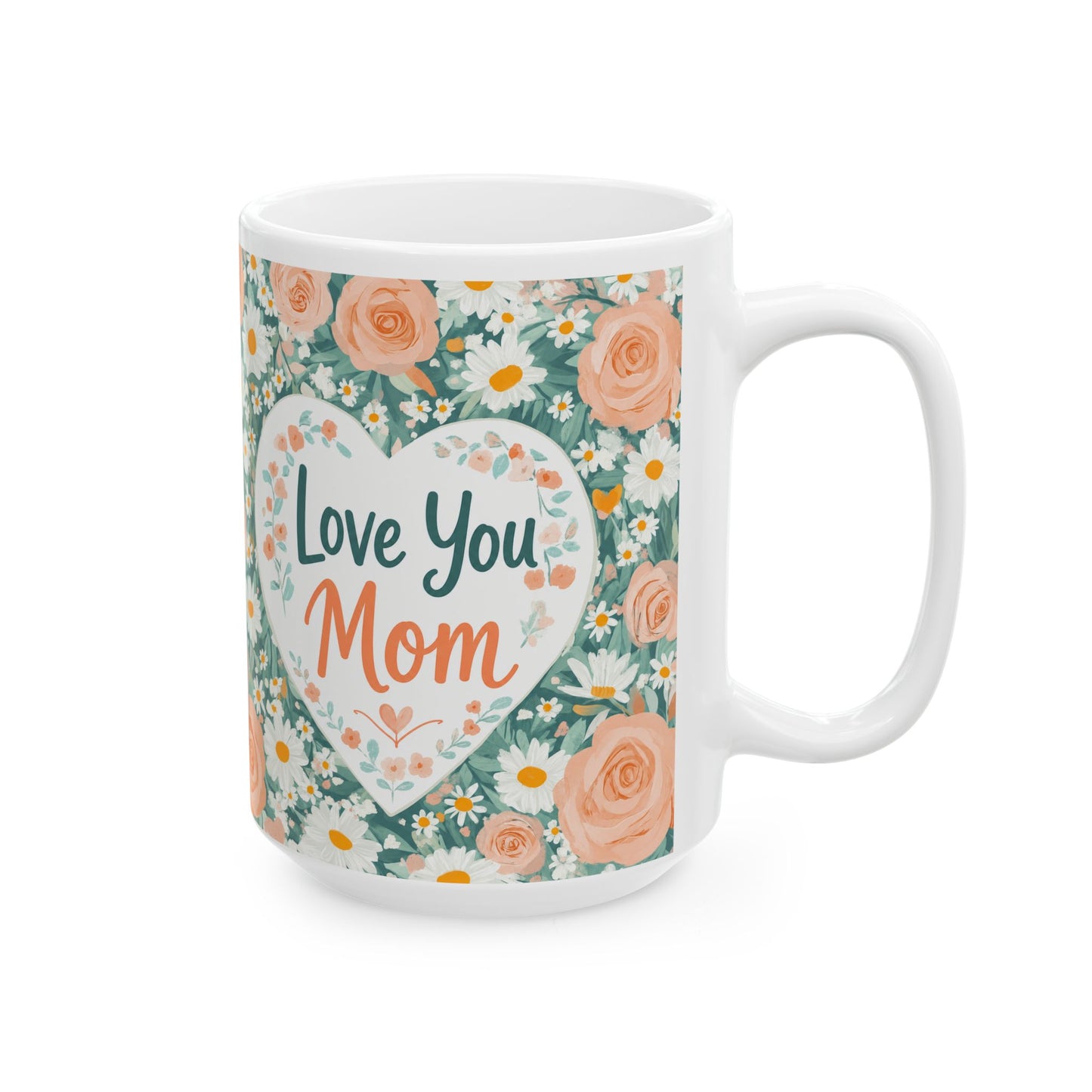 Wholesale Case of 12 – Love You Mom Floral Heart Coffee Mug #1 (15 oz)