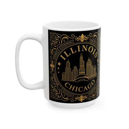 Gold Chicago skyline design black