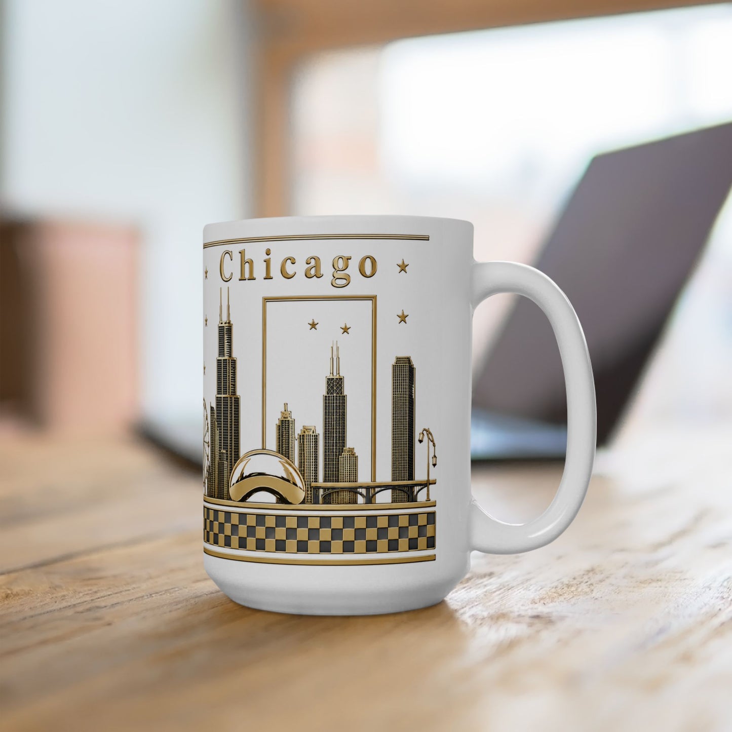 Case of 12 Premium Porcelain Coffee Mugs, Wholesale Chicago Mugs white