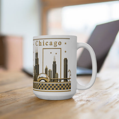 Case of 12 Premium Porcelain Coffee Mugs, Wholesale Chicago Mugs white