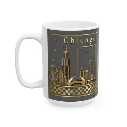 Gold Chicago skyline design grey
