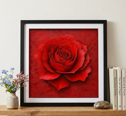 case of 10 Red Rose Romantic Floral Wall Art