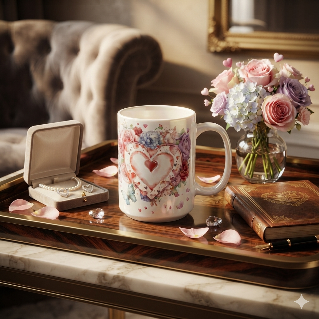Blossom Heart Floral Coffee Mug – 15 oz Porcelian Gift Mug