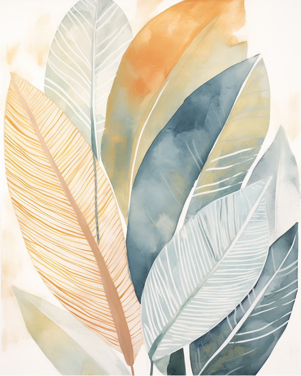 Abstract Palm Leaf Print Set No 20