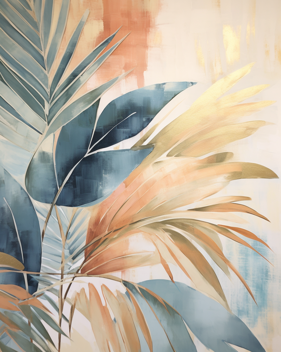 Abstract Palm Leaf Print Set No 20