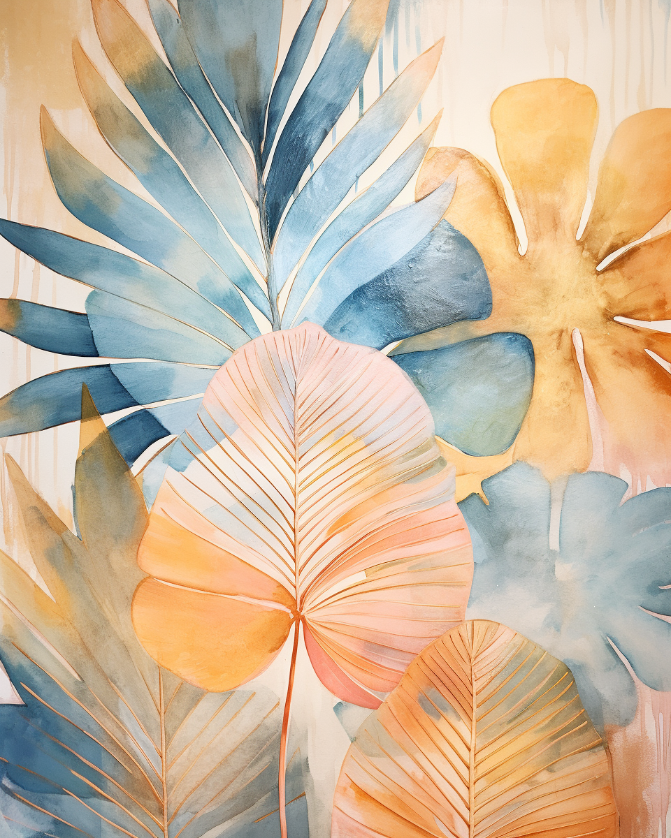 Abstract Palm Leaf Print Set No 20