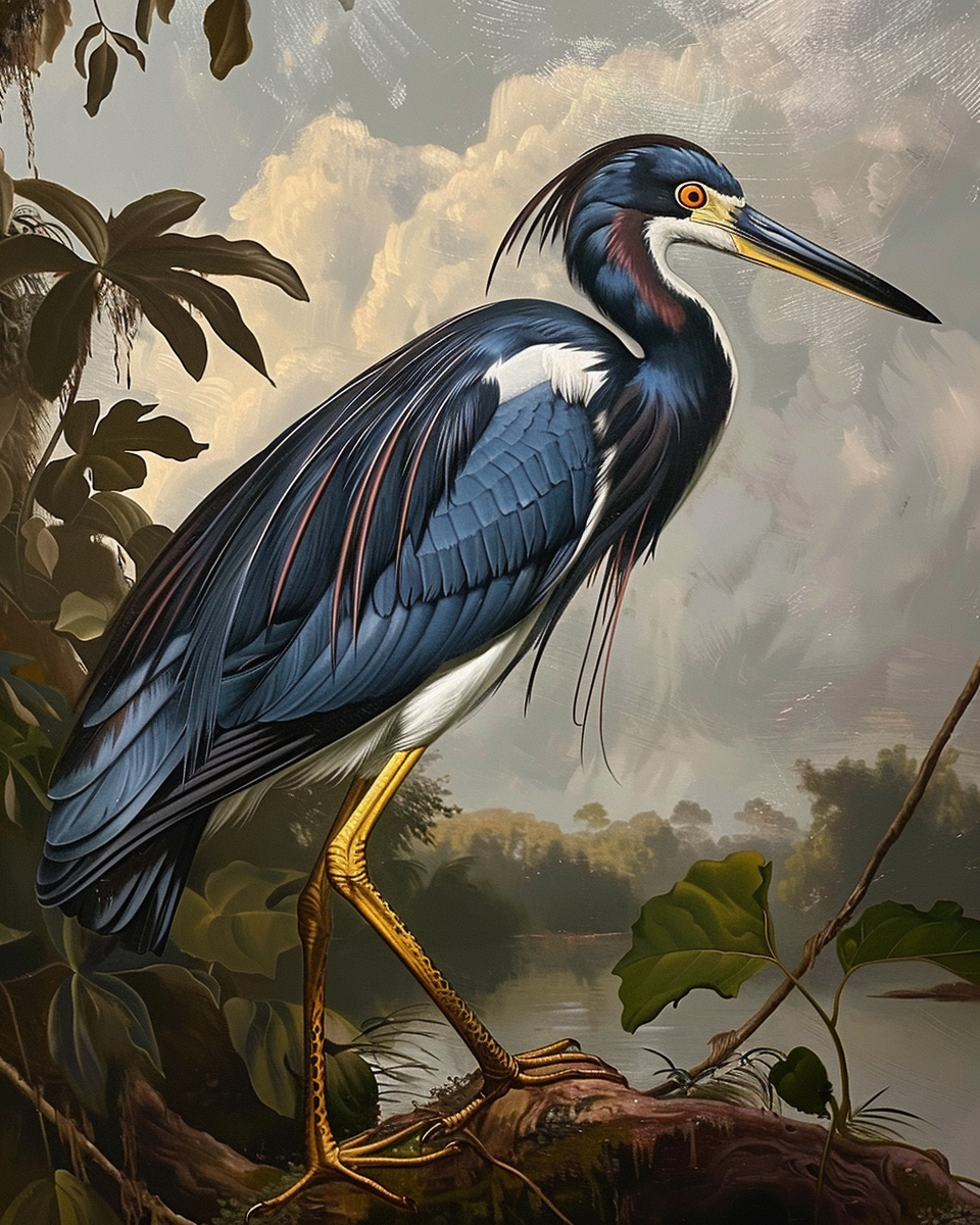 VINTAGE AUDUBON BLUE HERON  GICLEE ART PRINT