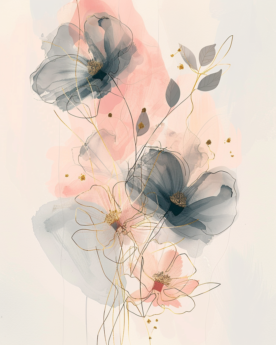 Abstract  flower Print set No 21