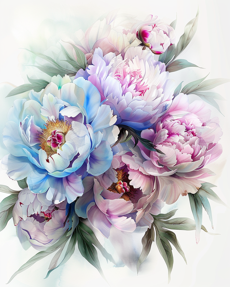 BOTANICAL PRINT SETS IN BLUE NO 3