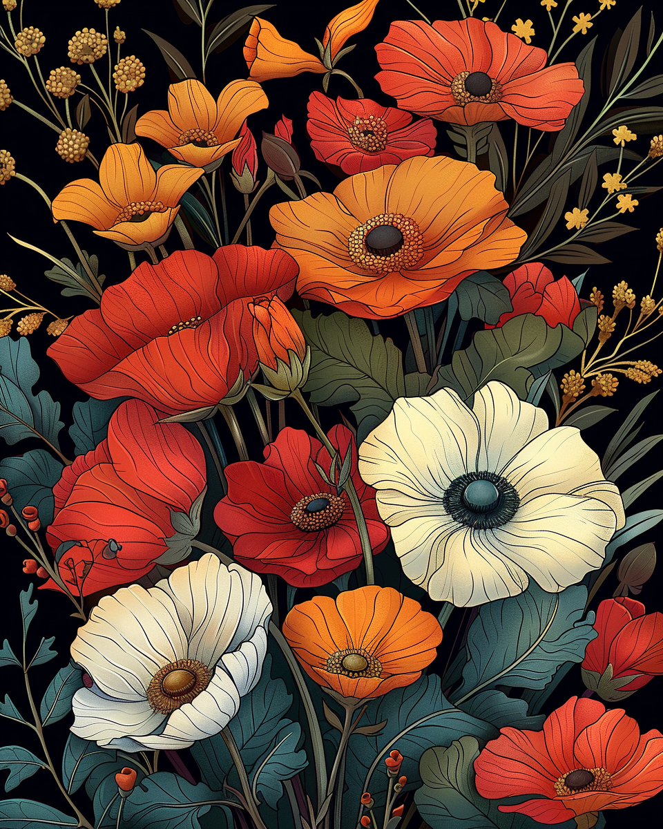 Flowers Wall Art Print Style NO 164