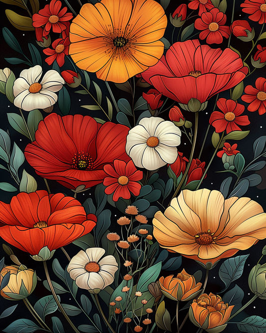 Flowers Wall Art Print Style NO 165