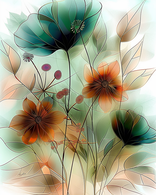 Flowers Wall Art Print Style NO 132