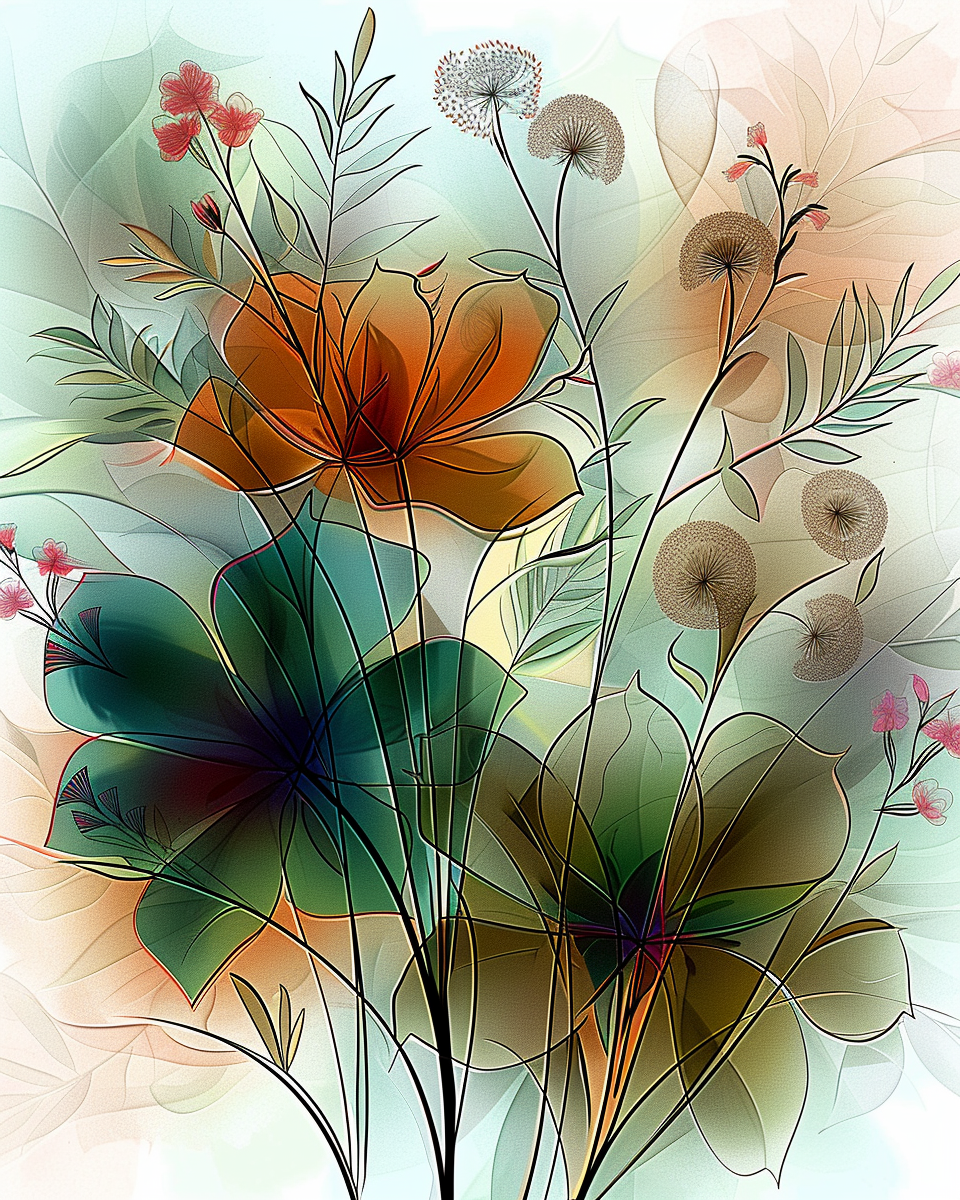 Flowers Wall Art Print Style NO 133