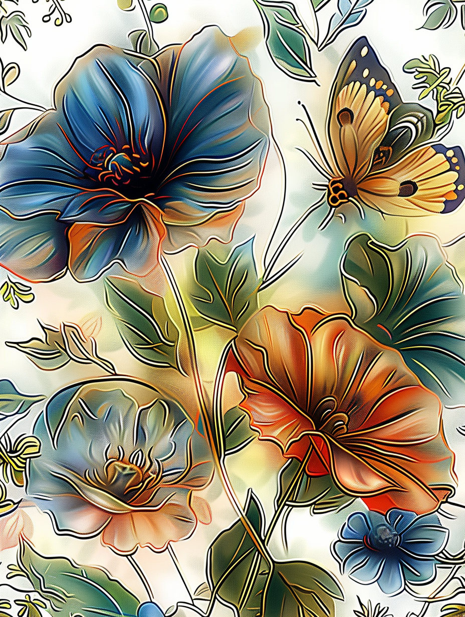 Flowers Wall Art Print Style NO 184