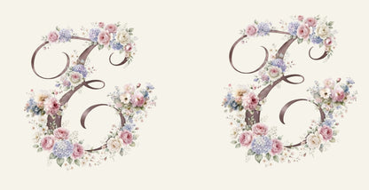 Floral Coffee Mug with Letter E